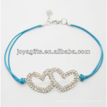 Bracelet tissé en alliage double diamant bleu diamant